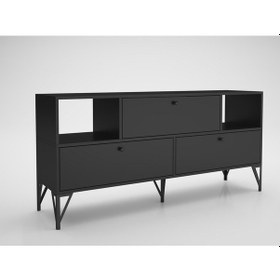 Resim Wood'n Love Mia 160 Cm Metal Ayaklı Tv Ünitesi - Konsol - Siyah / 