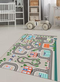 Resim EY HOME Trafik Yollu Arabalı Yıkanabilir Eğlendirici Çocuk Odası Oyun Halısı 