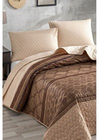 Resim Enlora Home Kapitone Yatak Örtüsü Seti Çift Kişilik Creative Kahve Kahverengi 