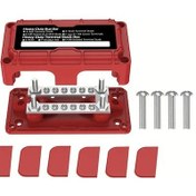 Resim Topnotch Red Heavy-duty 300a Busbar 2 X 1/4 M6 Terminal Stud 12 X 8 M4 Terminal Screw 48v Power Distribution Block Cover For Car Boat Marine Caravan 