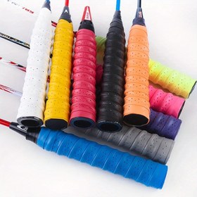 Resim 2 Adet Premium Tenis Raket Kavrama Bandı, Sürtünme ve Emici Üst Kavrama, Çok Renkli PU Raket Kavramaları için Tenis, Badminton, Squash - Kırmızı, Mavi, Mor 