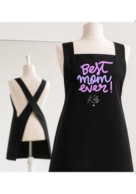 Resim Bk Gift Kişiye Özel Anneler Günü Tasarımlı Çapraz Askılı Siyah Mutfak Önlüğü - 5, Aşçı Önlüğü, Şef Önlüğü, Anneye Hediye Kobitmeyencom35893 Bk Gift Renkli 