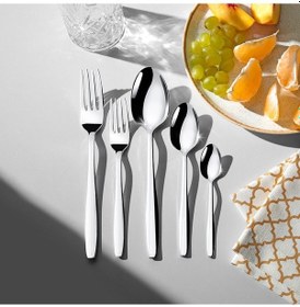 Resim Nehir Sahra Sade 60 Parça Çatal Kaşık Bıçak Takımı Gümüş 