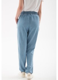 Resim 25y0657k1 Kadın Beli Bağlamalı Denim Pantolon A.mavi 