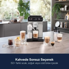 Resim Delonghi 50’den Fazla Sıcak, Soğuk Kahve Eletta Explore Tam Otomatik Kahve Makinesi - Cold Brew - To Go Özelliği - Gümüş - 2kg Kahve ECAM450 