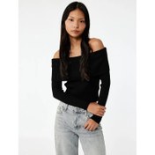 Resim Koton Slim Fit Omzu Açık Fitilli Kadın Triko Kazak 6WAL90045HT (6WAL90045HT) 