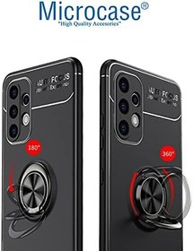 Resim Microcase Samsung Galaxy A32 Focus Serisi Yüzük Standlı Silikon Kılıf - Siyah 