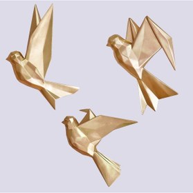 Resim Mouette 3'Lü Dekoratif Kuş Altın 