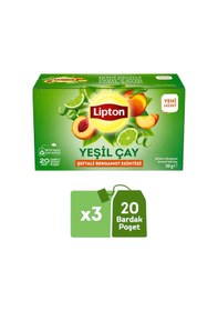 Resim Lipton Şeftali Ve Bergamot Aromalı Yeşil Çay 20li X 3 Adet 