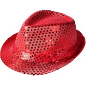 Resim Kırmızı Payetli Fötr Şapka Yetişkin Boy 