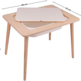 Resim Montessori Çocuk Ahşap Oyun Etkinlik Çalışma Masası,saklama Alanlı, Pembe Sandalye Ahşap 
