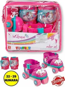 Resim Unicorn Çantalı Dizlik ve Dirseklikli 4 Teker Paten Seti - (22 - 29 Numara için Ayarlanabilir) 