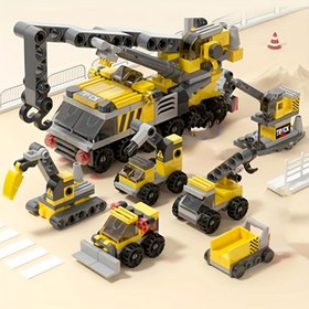 Resim 142 Parça Puzzle Şehir Mühendislik Serisi, Geri Çekme Tipi Yapı Blokları, Küçük Parçacık Yapı Blokları Çocuklar İçin Montaj Yapı Taşları Puzzle Oyuncak Hediye 