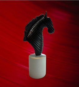 Resim Klc Çizgili Tasarım At Heykel Siyah 