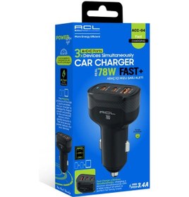 Resim Acl Acc-04 78w Süper Hızlı Araç Şarj Cihazı Çift Pd 30w + Qc 3.0 18w Üç Portlu 