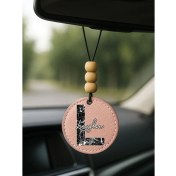 Resim Nurdic Kişiye Özel Isim Yazılı 1.sınıf Deri Ahşap Dekorlu Dikiz Aynası Süsü Pudra Pembe - L Harfi 