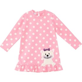 Resim Denokids Ayıcık Kız Bebek Puantiyeli Pembe Elbise 