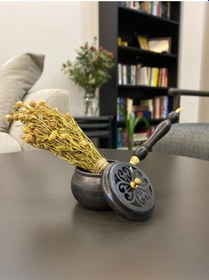 Resim Siyah Eskitme Topak Bakır Tütsülük Üzerlik Otu Hediyeli 