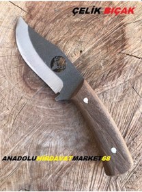 Resim El Yapımı Mini Cep Çakısı Avcı Kampçı Bıçağı Geyikli Çelik Bıçak Kahverengi 
