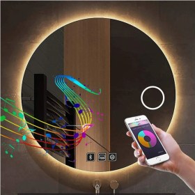 Resim Dnr-Mirror75 Cm Bluetoothlu Buğu Yapmayan Makyaj Aynalı Günışığı Ledli Yuvarlak Banyo Aynası 