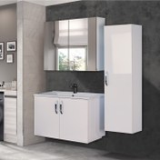 Resim Trio Modül Asmira Banyo Dolabı - 80 cm - 3'lü Set - MdfLam Kapak - Beyaz 