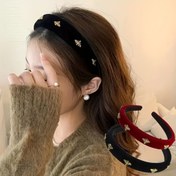 Resim 1-2 adet Yeni Yüksek Kaliteli Kadife Kafa Bandı, Küçük Arı Tasarımı ile Benzersiz Retro Kumaş Stili, Basit ve Çok Yönlü Moda Aksesuarları. 
