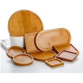 Resim Yuvarlak-8.5cm-bambu Ahşap Saksı Tepsisi 10 Stil Yaratıcı Tabak Bitki Tepsi Tutucu Ev Dekor Mini Bitki Standı Favor Etli Pot Tepsi 