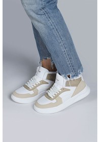 Resim Jump 29100 Yüksek Bilekli Bej - Beyaz Kadın Sneaker Günlük Spor Ayakkabı Bej - Beyaz 