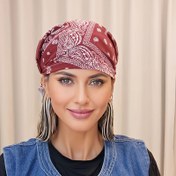 Resim Kırmızı Paisley Baskılı Pamuk Karışımı Türban Şapka - Kadınlar ve Erkekler için Yumuşak, Şık Baş Sarma, İlkbahar ve Sonbahar için Mükemmel, Esnek Uyumlu, Elde Yıkama veya Kuru Temizleme 