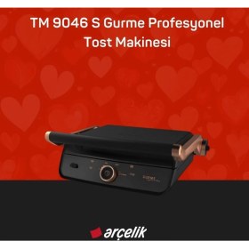 Resim Arçelik Döküm Plakalarıyla Çift Taraflı Tm 9046 S Gurme 2400 W Tost Makinesi Siyah 