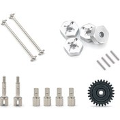 Resim Geekyou Wltoys 1/14 144001 İçin Alüminyum Rc Araç Aks Seti: 27t Motor Dişlisi, Diferansiyel Kapakları Ve Kemik Bağlantıları 