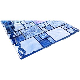 Resim MozaiKristaL Banyo, Havuz ve tüm yüzeyler için Desenli Mavi 30x30cm. Fileli Kristal Cam Mozaik. 