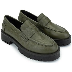 Resim Tamer Tanca Kadın Hakiki Deri Yeşil Loafer Ayakkabı 1054 04 Bn Ayk Sk24-25 Yesıl Fltr Yeşil 