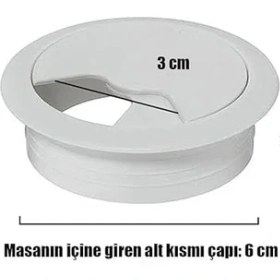 Resim Masa Üstü Kablo Kanalı Deliği Kapağı Beyaz Masa Kapağı 6 cm (5 Adet) 