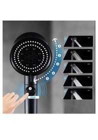 Resim Turbo Pervaneli 5 Fonksiyonlu Duş Başlığı Siyah Duş Hortumu 150cm Siyah 