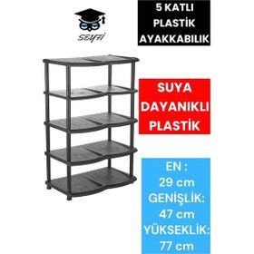 Resim 5 Katlı Plastik Ayakkabılık Suya Dayanıklı Plastik En : 29 Cm Genişlik: 47 Cm Yükseklik: 77 Cm 