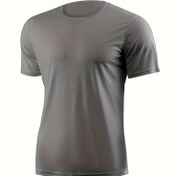 Resim Erkekler için Buz Slick Fiber Hızlı Kuruyan Nefes Alabilen Atletik Tişört - Nem Çeken Esnek Kumaş, Spor Salonu, Koşu, Bisiklet ve Açık Hava Antrenmanları İçin Dar Kesim Kısa Kollu - Siyah, Egzersiz Gömlekleri, Şık Tasarım, Dayanıklı Spor Giyim 