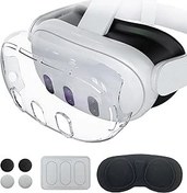 Resim OLCLSS Accessories for Meta Quest 3, VR Accessory Set for Oculus Quest 3, VR Accessories Included Transparent Shell Cover, Lens Tempered Glass Protector, Protective Lens Cover, Joystick Caps 