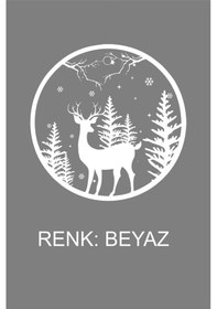 Resim Geyik Doğa Çam 60 Cm Duvar Sticker - Oto Sticker - Yılbaşı Süsü 