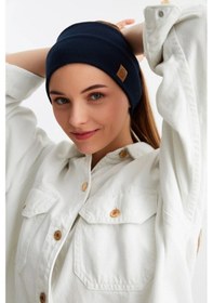 Resim Kadın Pamuklu Kaşkorse, Kaymaz, Terletmez, Ultra Hafif, Spor Saç Bandı Bandana - Tek Ebat / Lacivert Lacivert 