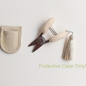 Resim CoHana Seki Japonca Mini Makas Saklama Kılıfı - Güvenlikli Çıtçıt Kapama ve Püskül Süslemeli Premium PU Deri Koruyucu Kılıf, Beyaz Taşınabilir Makas & El Aksesuarları için Dayanıklı Koruma Kılıfı 
