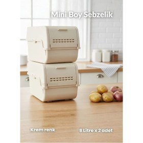 Resim Feyza Design 2'li Mini Sebzelik Sepet Krem Bpa Free, Pratik ve Şık Organizer Seti 