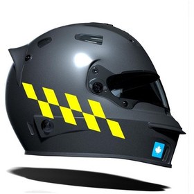 Resim Floresan Sarı Damalı Kask Motosiklet Sticker Takımı Çınar Extreme 