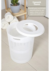 Resim İronika Solara İkili Dekoratif Kirli Çamaşır Sepeti Seti Oyuncak Sepeti 60 - 22 Litre Beyaz Beyaz 