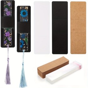 Resim 100//300/500 adet, Şeffaf Kendinden Yapışkanlı Çanta ile Kraft Kağıt Kitaplık Tutucu ve Çanta Seti, DIY Boş Kitaplık Gösterici Kart Tutucu, Moda Ahşap Takı Yapım Araçları 