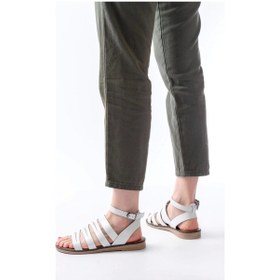 Resim 205-041 Beyaz Ortopedik Hakiki Deri Kadın Sandalet Beyaz 