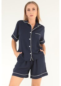 Resim Doremi Lacivert Kısa Kollu Kadın Şortlu Pijama Takım Lacivert-m-l lacivert 