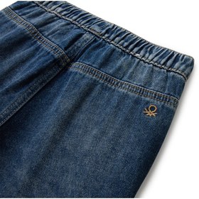 Resim United Colors of Benetton Erkek Bebek Koyu Mavi Arkası Logo Detaylı Yan Cepli Büzgü İpli Denim Pantolon 