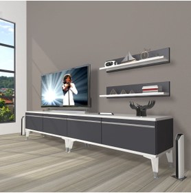 Resim Decoraktiv Eko 220t Mdf Silver Tv Ünitesi Tv Sehpası - Beyaz - Antrasit 