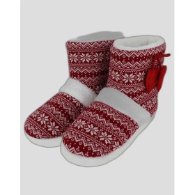 Resim KOLY - Kar Tanesi Desenli Bordo Kadın Panduf 